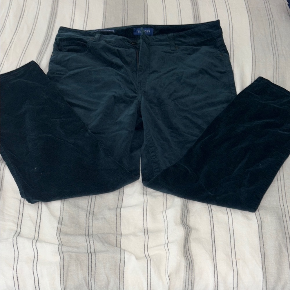Talbots 14p High Waisted Straight Leg Corduroy Pants Aqua Blue